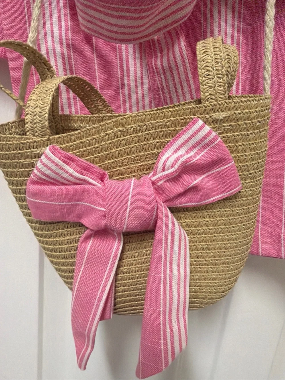 Tahari Girls Pink and White Striped Matching Set